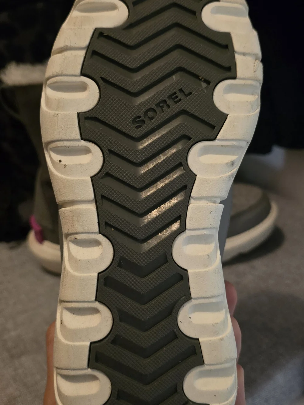Sorel Gray Winter Boots with Pink Laces